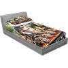 Ambesonne Cat Fitted Sheet & Pillow Sham Set, Romantic Date Night of Kitties Drinking Milkshake Cozy Night Scene Valentines, Decorative Printed 3 Piece Bedding Decor Set, Queen, Dark Blue Apricot(Green Orange)