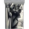 Ambesonne Cat Fitted Sheet & Pillow Sham Set, Romantic Date Night of Kitties Drinking Milkshake Cozy Night Scene Valentines, Decorative Printed 3 Piece Bedding Decor Set, Queen, Dark Blue Apricot(Dark Grey Pale Sepia)