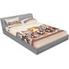 Ambesonne Cat Fitted Sheet & Pillow Sham Set, Romantic Date Night of Kitties Drinking Milkshake Cozy Night Scene Valentines, Decorative Printed 3 Piece Bedding Decor Set, Queen, Dark Blue Apricot(Grey Orange and Pale Tan)