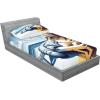 Ambesonne Cat Fitted Sheet & Pillow Sham Set, Romantic Date Night of Kitties Drinking Milkshake Cozy Night Scene Valentines, Decorative Printed 3 Piece Bedding Decor Set, Queen, Dark Blue Apricot(Blue Pale Mustard)