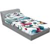 Ambesonne Cat Fitted Sheet & Pillow Sham Set, Romantic Date Night of Kitties Drinking Milkshake Cozy Night Scene Valentines, Decorative Printed 3 Piece Bedding Decor Set, Queen, Dark Blue Apricot(Pale Blue Raspberry White)