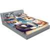 Ambesonne Cat Fitted Sheet & Pillow Sham Set, Romantic Date Night of Kitties Drinking Milkshake Cozy Night Scene Valentines, Decorative Printed 3 Piece Bedding Decor Set, Queen, Dark Blue Apricot(Dark Blue Apricot)