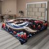 Ambesonne Cat Flat Sheet, Romantic Date Night of Kitties Drinking Milkshake Cozy Night Scene Valentines, Soft and Comfortable Top Sheet Decorative Bedding 1 Piece, Full Size, Dark Blue Apricot(Indigo and Scarlet)