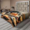 Ambesonne Cat Flat Sheet, Romantic Date Night of Kitties Drinking Milkshake Cozy Night Scene Valentines, Soft and Comfortable Top Sheet Decorative Bedding 1 Piece, Full Size, Dark Blue Apricot(Marigold and Charcoal Grey)
