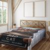 Ambesonne Cat Flat Sheet, Romantic Date Night of Kitties Drinking Milkshake Cozy Night Scene Valentines, Soft and Comfortable Top Sheet Decorative Bedding 1 Piece, Full Size, Dark Blue Apricot(Umber and Pale Blue Grey)