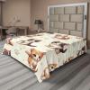 Ambesonne Cat Flat Sheet, Romantic Date Night of Kitties Drinking Milkshake Cozy Night Scene Valentines, Soft and Comfortable Top Sheet Decorative Bedding 1 Piece, Full Size, Dark Blue Apricot(Ivory Apricot and Dark Grey)