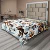 Ambesonne Cat Flat Sheet, Romantic Date Night of Kitties Drinking Milkshake Cozy Night Scene Valentines, Soft and Comfortable Top Sheet Decorative Bedding 1 Piece, Full Size, Dark Blue Apricot(Orange Brown Pale Blue)