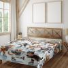 Ambesonne Cat Flat Sheet, Romantic Date Night of Kitties Drinking Milkshake Cozy Night Scene Valentines, Soft and Comfortable Top Sheet Decorative Bedding 1 Piece, Full Size, Dark Blue Apricot(Orange Brown Pale Blue)
