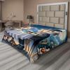 Ambesonne Cat Flat Sheet, Romantic Date Night of Kitties Drinking Milkshake Cozy Night Scene Valentines, Soft and Comfortable Top Sheet Decorative Bedding 1 Piece, Full Size, Dark Blue Apricot(Night Blue Rose Apricot)