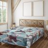 Ambesonne Cat Flat Sheet, Romantic Date Night of Kitties Drinking Milkshake Cozy Night Scene Valentines, Soft and Comfortable Top Sheet Decorative Bedding 1 Piece, Full Size, Dark Blue Apricot(Soft Blue Burnt Orange)