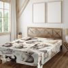 Ambesonne Cat Flat Sheet, Romantic Date Night of Kitties Drinking Milkshake Cozy Night Scene Valentines, Soft and Comfortable Top Sheet Decorative Bedding 1 Piece, Full Size, Dark Blue Apricot(Off White Taupe and Grey)
