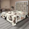 Ambesonne Cat Flat Sheet, Romantic Date Night of Kitties Drinking Milkshake Cozy Night Scene Valentines, Soft and Comfortable Top Sheet Decorative Bedding 1 Piece, Full Size, Dark Blue Apricot(Off White Taupe and Grey)
