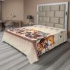 Ambesonne Cat Flat Sheet, Romantic Date Night of Kitties Drinking Milkshake Cozy Night Scene Valentines, Soft and Comfortable Top Sheet Decorative Bedding 1 Piece, Full Size, Dark Blue Apricot(Grey Orange and Pale Tan)