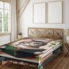 Ambesonne Cat Flat Sheet, Romantic Date Night of Kitties Drinking Milkshake Cozy Night Scene Valentines, Soft and Comfortable Top Sheet Decorative Bedding 1 Piece, Full Size, Dark Blue Apricot(Green Paprika Beige)