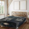 Ambesonne Cat Flat Sheet, Romantic Date Night of Kitties Drinking Milkshake Cozy Night Scene Valentines, Soft and Comfortable Top Sheet Decorative Bedding 1 Piece, Full Size, Dark Blue Apricot(Charcoal Grey)
