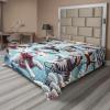 Ambesonne Cat Flat Sheet, Romantic Date Night of Kitties Drinking Milkshake Cozy Night Scene Valentines, Soft and Comfortable Top Sheet Decorative Bedding 1 Piece, Full Size, Dark Blue Apricot(Soft Blue Burnt Orange)