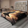 Ambesonne Cat Flat Sheet, Romantic Date Night of Kitties Drinking Milkshake Cozy Night Scene Valentines, Soft and Comfortable Top Sheet Decorative Bedding 1 Piece, Full Size, Dark Blue Apricot(Pale Orange and Dark Grey)