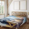 Ambesonne Cat Flat Sheet, Romantic Date Night of Kitties Drinking Milkshake Cozy Night Scene Valentines, Soft and Comfortable Top Sheet Decorative Bedding 1 Piece, Full Size, Dark Blue Apricot(Blue Pale Mustard)