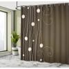 Ambesonne Chocolate Shower Curtain, Abstract Flowers with Dotted Lines Vintage Inspirations in Romantic Composition, Cloth Fabric Bathroom Decor Set with Hooks, 69″ W x 75″ L, Beige Brown