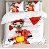 Ambesonne Dog Driver Duvet Cover Set, Romantic Chihuahua with Balloon Rose Flower Valentines Love Date Celebration, Decorative 3 Piece Bedding Set with 2 Pillow Shams, King Size, Red Yellow(Red Yellow)