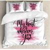 Ambesonne Dog Driver Duvet Cover Set, Romantic Chihuahua with Balloon Rose Flower Valentines Love Date Celebration, Decorative 3 Piece Bedding Set with 2 Pillow Shams, King Size, Red Yellow(Pink Black White)