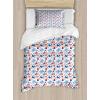 Ambesonne Dog Driver Duvet Cover Set, Romantic Chihuahua with Balloon Rose Flower Valentines Love Date Celebration, Decorative 3 Piece Bedding Set with 2 Pillow Shams, King Size, Red Yellow(Blue Red White)
