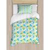 Ambesonne Dog Driver Duvet Cover Set, Romantic Chihuahua with Balloon Rose Flower Valentines Love Date Celebration, Decorative 3 Piece Bedding Set with 2 Pillow Shams, King Size, Red Yellow(Blue Green White)