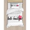 Ambesonne Dog Driver Duvet Cover Set, Romantic Chihuahua with Balloon Rose Flower Valentines Love Date Celebration, Decorative 3 Piece Bedding Set with 2 Pillow Shams, King Size, Red Yellow(Pink Black)