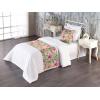 Ambesonne Floral Bed Runner Set, Romantic Concept Art Featuring Rose Flowers Hearts Leaves Valentine, Decorative Bedding Scarf and 2 Pillow Shams for Hotels Homes, Queen, Pastel Pink and Fern Green(Pastel Pink and Olive Green)