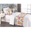 Ambesonne Floral Bed Runner Set, Romantic Concept Art Featuring Rose Flowers Hearts Leaves Valentine, Decorative Bedding Scarf and 2 Pillow Shams for Hotels Homes, Queen, Pastel Pink and Fern Green(Pastel Pink and Pale Orange)