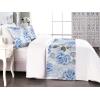 Ambesonne Floral Bed Runner Set, Romantic Concept Art Featuring Rose Flowers Hearts Leaves Valentine, Decorative Bedding Scarf and 2 Pillow Shams for Hotels Homes, Queen, Pastel Pink and Fern Green(Pale Ceil Blue White and Grey)