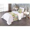 Ambesonne Floral Bed Runner Set, Romantic Concept Art Featuring Rose Flowers Hearts Leaves Valentine, Decorative Bedding Scarf and 2 Pillow Shams for Hotels Homes, Queen, Pastel Pink and Fern Green(Mustard and Pale Olive Green)