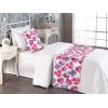 Ambesonne Floral Bed Runner Set, Romantic Concept Art Featuring Rose Flowers Hearts Leaves Valentine, Decorative Bedding Scarf and 2 Pillow Shams for Hotels Homes, Queen, Pastel Pink and Fern Green(Dark Pink and Ceil Blue)
