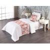 Ambesonne Floral Bed Runner Set, Romantic Concept Art Featuring Rose Flowers Hearts Leaves Valentine, Decorative Bedding Scarf and 2 Pillow Shams for Hotels Homes, Queen, Pastel Pink and Fern Green(Coral Salmon Soft Pink)