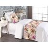 Ambesonne Floral Bed Runner Set, Romantic Concept Art Featuring Rose Flowers Hearts Leaves Valentine, Decorative Bedding Scarf and 2 Pillow Shams for Hotels Homes, Queen, Pastel Pink and Fern Green(Pale Fuchsia Sand Brown)