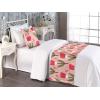 Ambesonne Floral Bed Runner Set, Romantic Concept Art Featuring Rose Flowers Hearts Leaves Valentine, Decorative Bedding Scarf and 2 Pillow Shams for Hotels Homes, Queen, Pastel Pink and Fern Green(Red Fern Green and Blush)