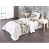 Ambesonne Floral Bed Runner Set, Romantic Concept Art Featuring Rose Flowers Hearts Leaves Valentine, Decorative Bedding Scarf and 2 Pillow Shams for Hotels Homes, Queen, Pastel Pink and Fern Green(Jade Green and Pale Eggplant)