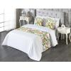 Ambesonne Floral Bed Runner Set, Romantic Concept Art Featuring Rose Flowers Hearts Leaves Valentine, Decorative Bedding Scarf and 2 Pillow Shams for Hotels Homes, Queen, Pastel Pink and Fern Green(Mustard and Pale Olive Green)