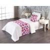 Ambesonne Floral Bed Runner Set, Romantic Concept Art Featuring Rose Flowers Hearts Leaves Valentine, Decorative Bedding Scarf and 2 Pillow Shams for Hotels Homes, Queen, Pastel Pink and Fern Green(Dark Pink and Ceil Blue)