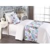 Ambesonne Floral Bed Runner Set, Romantic Concept Art Featuring Rose Flowers Hearts Leaves Valentine, Decorative Bedding Scarf and 2 Pillow Shams for Hotels Homes, Queen, Pastel Pink and Fern Green(Pale Azure Blue Evergreen)