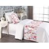 Ambesonne Floral Bed Runner Set, Romantic Concept Art Featuring Rose Flowers Hearts Leaves Valentine, Decorative Bedding Scarf and 2 Pillow Shams for Hotels Homes, Queen, Pastel Pink and Fern Green(Dark Pink and Soft Blue)