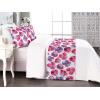 Ambesonne Floral Bed Runner Set, Romantic Concept Art Featuring Rose Flowers Hearts Leaves Valentine, Decorative Bedding Scarf and 2 Pillow Shams for Hotels Homes, Queen, Pastel Pink and Fern Green(Dark Pink and Ceil Blue)