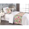 Ambesonne Floral Bed Runner Set, Romantic Concept Art Featuring Rose Flowers Hearts Leaves Valentine, Decorative Bedding Scarf and 2 Pillow Shams for Hotels Homes, Queen, Pastel Pink and Fern Green(Pastel Pink and Olive Green)