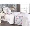 Ambesonne Floral Bed Runner Set, Romantic Concept Art Featuring Rose Flowers Hearts Leaves Valentine, Decorative Bedding Scarf and 2 Pillow Shams for Hotels Homes, Queen, Pastel Pink and Fern Green(Off White Pink Soft Blue)
