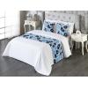 Ambesonne Floral Bed Runner Set, Romantic Concept Art Featuring Rose Flowers Hearts Leaves Valentine, Decorative Bedding Scarf and 2 Pillow Shams for Hotels Homes, Queen, Pastel Pink and Fern Green(Soft Blue Blue and Black)