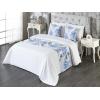 Ambesonne Floral Bed Runner Set, Romantic Concept Art Featuring Rose Flowers Hearts Leaves Valentine, Decorative Bedding Scarf and 2 Pillow Shams for Hotels Homes, Queen, Pastel Pink and Fern Green(Pale Ceil Blue White and Grey)