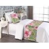 Ambesonne Floral Bed Runner Set, Romantic Concept Art Featuring Rose Flowers Hearts Leaves Valentine, Decorative Bedding Scarf and 2 Pillow Shams for Hotels Homes, Queen, Pastel Pink and Fern Green(Dark Pink and Olive Green)