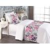 Ambesonne Floral Bed Runner Set, Valentine’s Day Concept Art Pastel Repetitive Roses Pattern Plot, Decorative Bedding Scarf and a Pillow Sham for Hotels Homes, Twin, Dark Pink Blush and White(Pink Violet and Pale Grey)