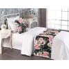 Ambesonne Floral Bed Runner Set, Valentine’s Day Concept Art Pastel Repetitive Roses Pattern Plot, Decorative Bedding Scarf and a Pillow Sham for Hotels Homes, Twin, Dark Pink Blush and White(Pink Laurel Green and Black)