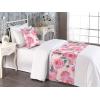 Ambesonne Floral Bed Runner Set, Valentine’s Day Concept Art Pastel Repetitive Roses Pattern Plot, Decorative Bedding Scarf and a Pillow Sham for Hotels Homes, Twin, Dark Pink Blush and White(Dark Pink and Cadet Blue)